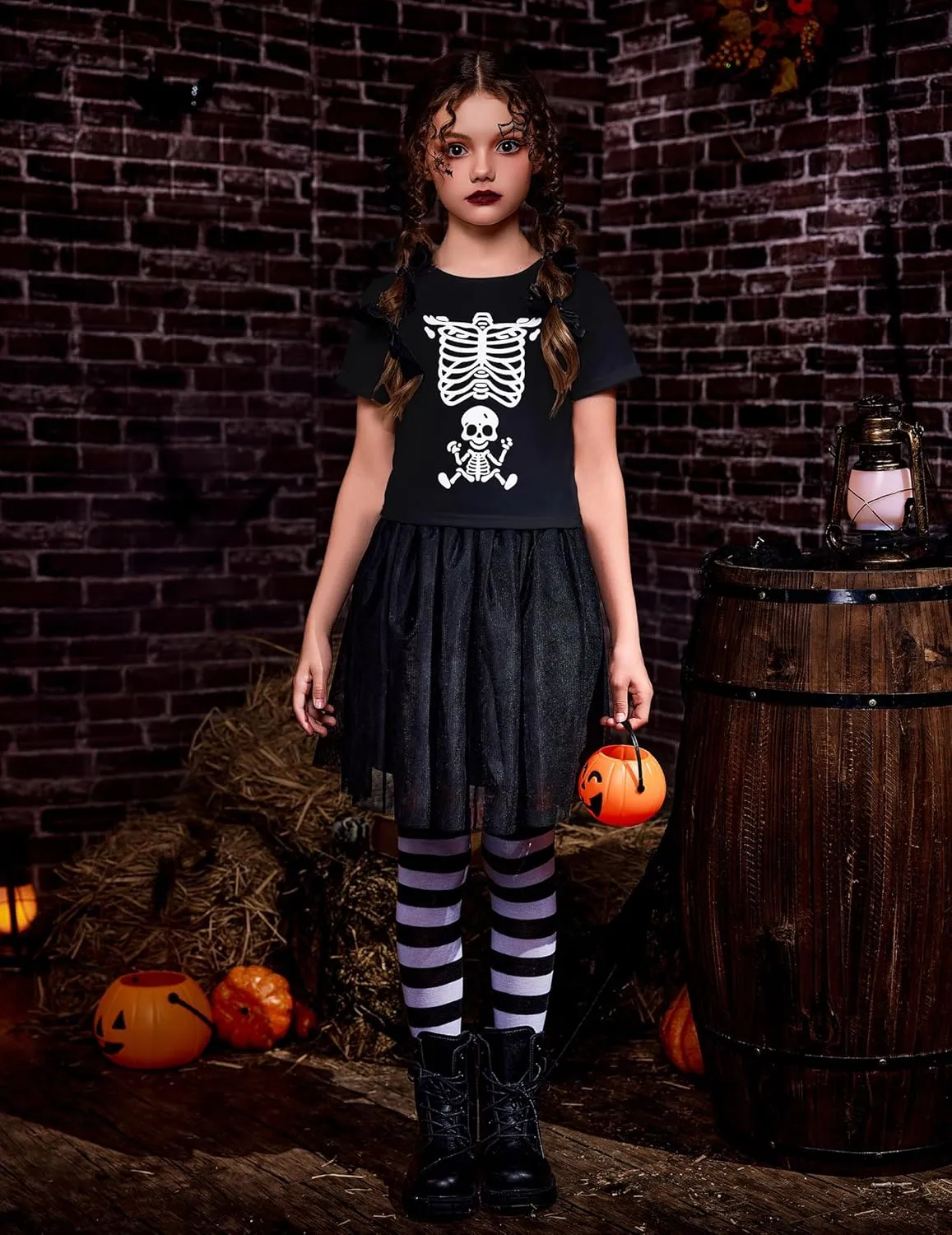 Arshiner Girls Halloween Shirt Crop Top Short Sleeve Graphic T Shirt Tee