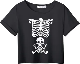 Arshiner Girls Halloween Shirt Crop Top Short Sleeve Graphic T Shirt Tee