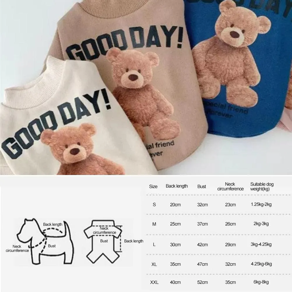 Autumn Winter Cartoon Bear Pet Hoodie