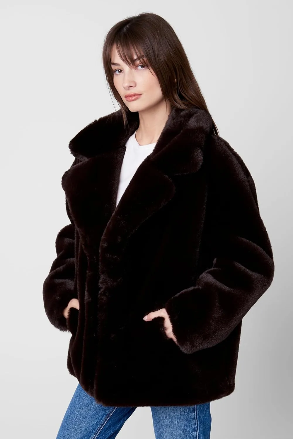 [BLANKNYC] Womens Faux Fur Short Coat