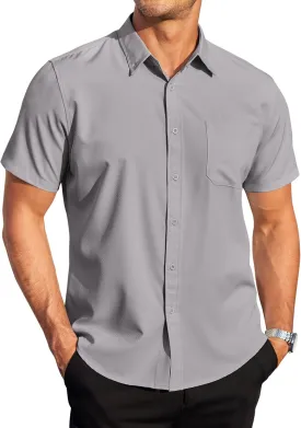 COOFANDY Mens Casual Dress Shirt Short Sleeve Wrinkle Free Dress Shirt Business Casual Shirts