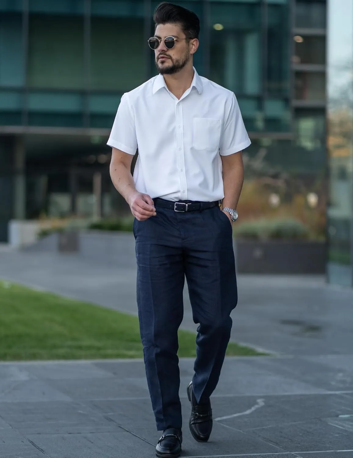 COOFANDY Mens Short Sleeve Dress Shirts Wrinkle Free Button Down Shirts Stain Shield Shirts with Pocket