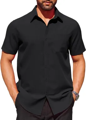 COOFANDY Mens Short Sleeve Dress Shirts Wrinkle Free Button Down Shirts Stain Shield Shirts with Pocket
