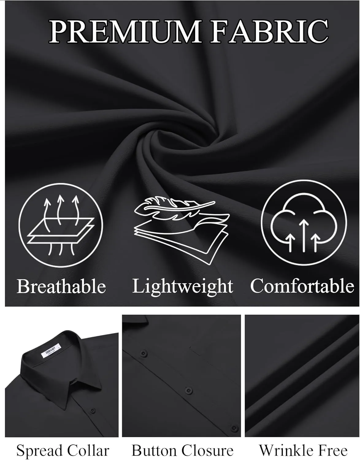 COOFANDY Mens Short Sleeve Dress Shirts Wrinkle Free Button Down Shirts Stain Shield Shirts with Pocket