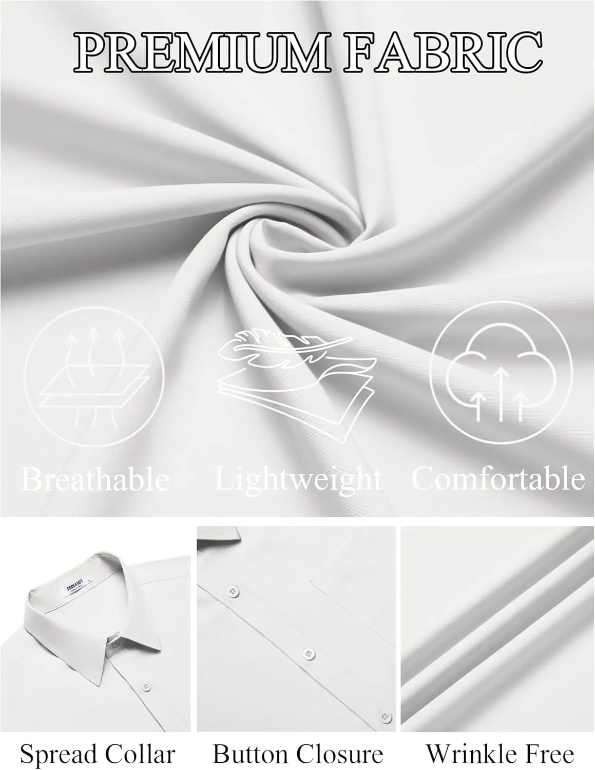 COOFANDY Mens Short Sleeve Dress Shirts Wrinkle Free Button Down Shirts Stain Shield Shirts with Pocket