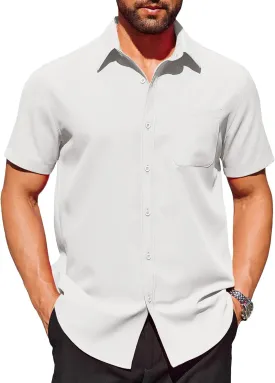 COOFANDY Mens Short Sleeve Dress Shirts Wrinkle Free Button Down Shirts Stain Shield Shirts with Pocket