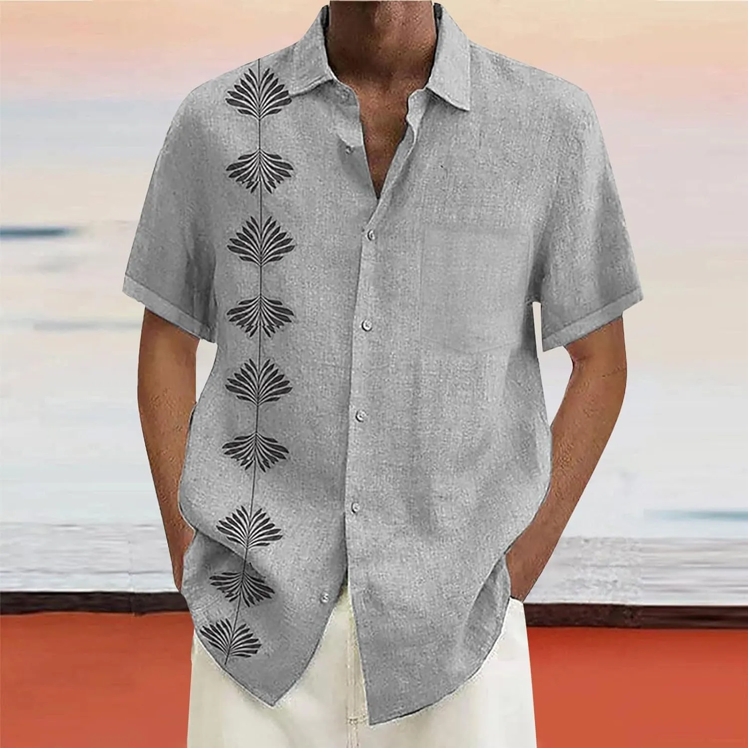 CRNTCEM Mens Solid Color Button Down Shirts 2025 Summer Regular Fit Business Dress Shirts Wrinkle Free Casual Wedding Blouses