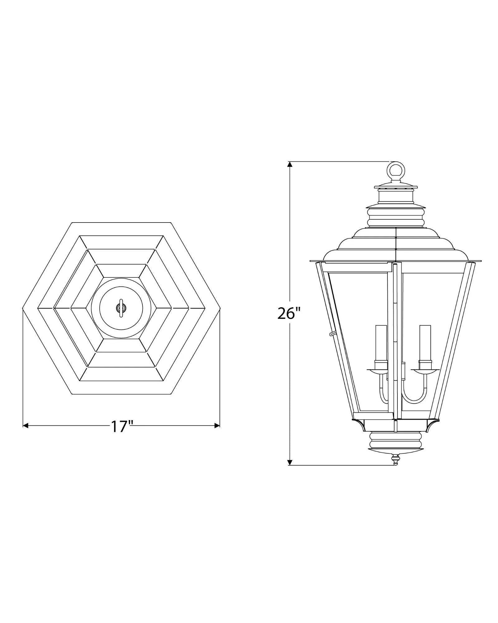 English Gas Exterior Hanging Lantern Medium