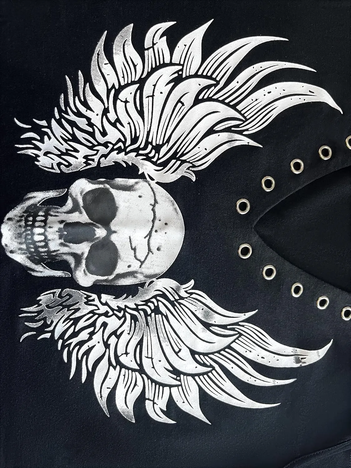 Fensajomon Skull Shirt for Women V Neck Lace Up Sleeveless Casual Summer Workout Yoga Tank Top