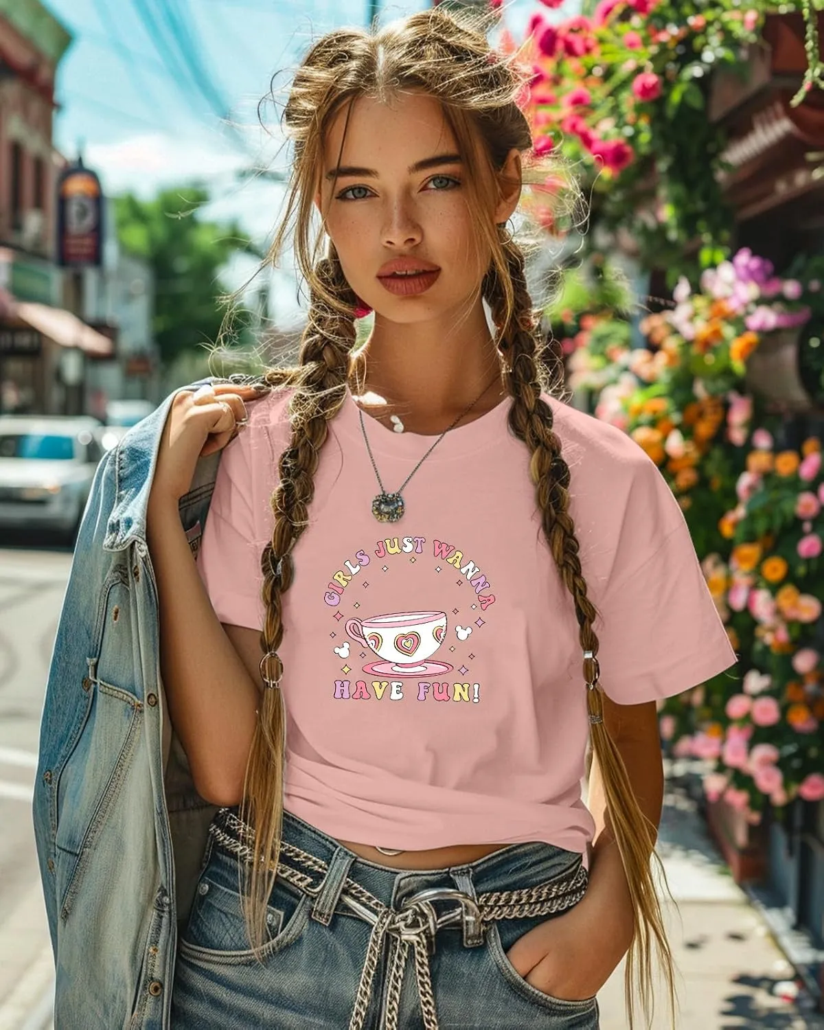 Flafens Graphic Tees T Shirts for Women - Cute Womens T-Shirts Cotton Tshirts Tops Teens Girls