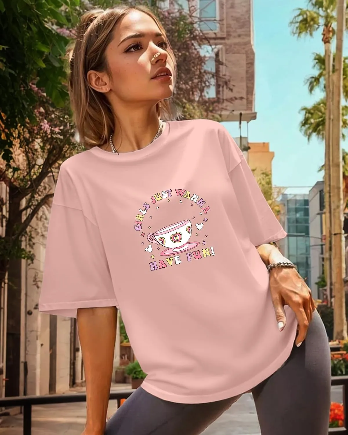 Flafens Graphic Tees T Shirts for Women - Cute Womens T-Shirts Cotton Tshirts Tops Teens Girls