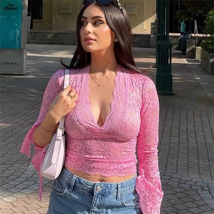 Giabella Lace Top in Pink