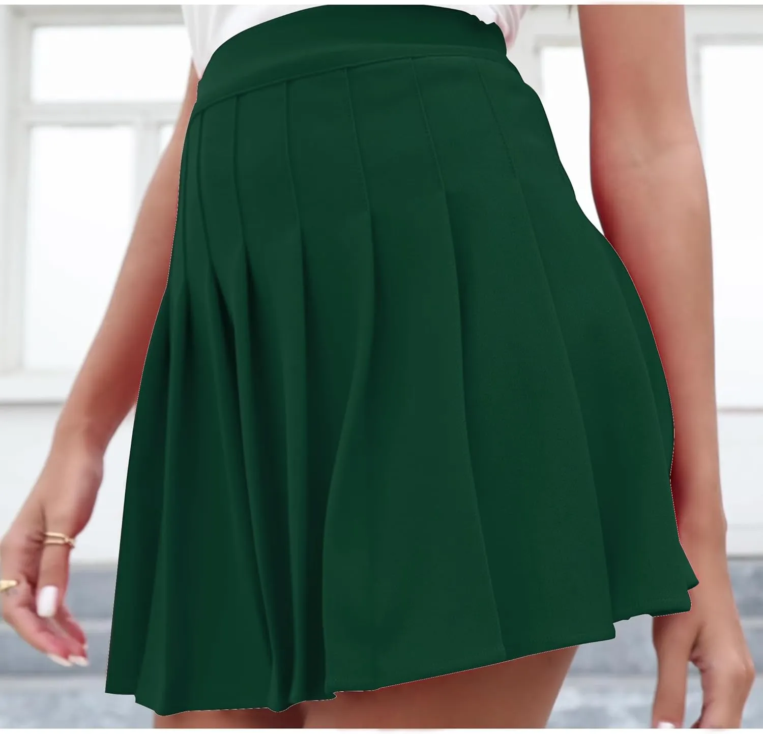 Girstunm Women's Pleated Skirt Mini Skater Basic Skirts High Waist School Girls Uniform Short Cheerleader Skirt