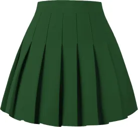 Girstunm Women's Pleated Skirt Mini Skater Basic Skirts High Waist School Girls Uniform Short Cheerleader Skirt