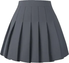 Girstunm Women's Pleated Skirt Mini Skater Basic Skirts High Waist School Girls Uniform Short Cheerleader Skirt