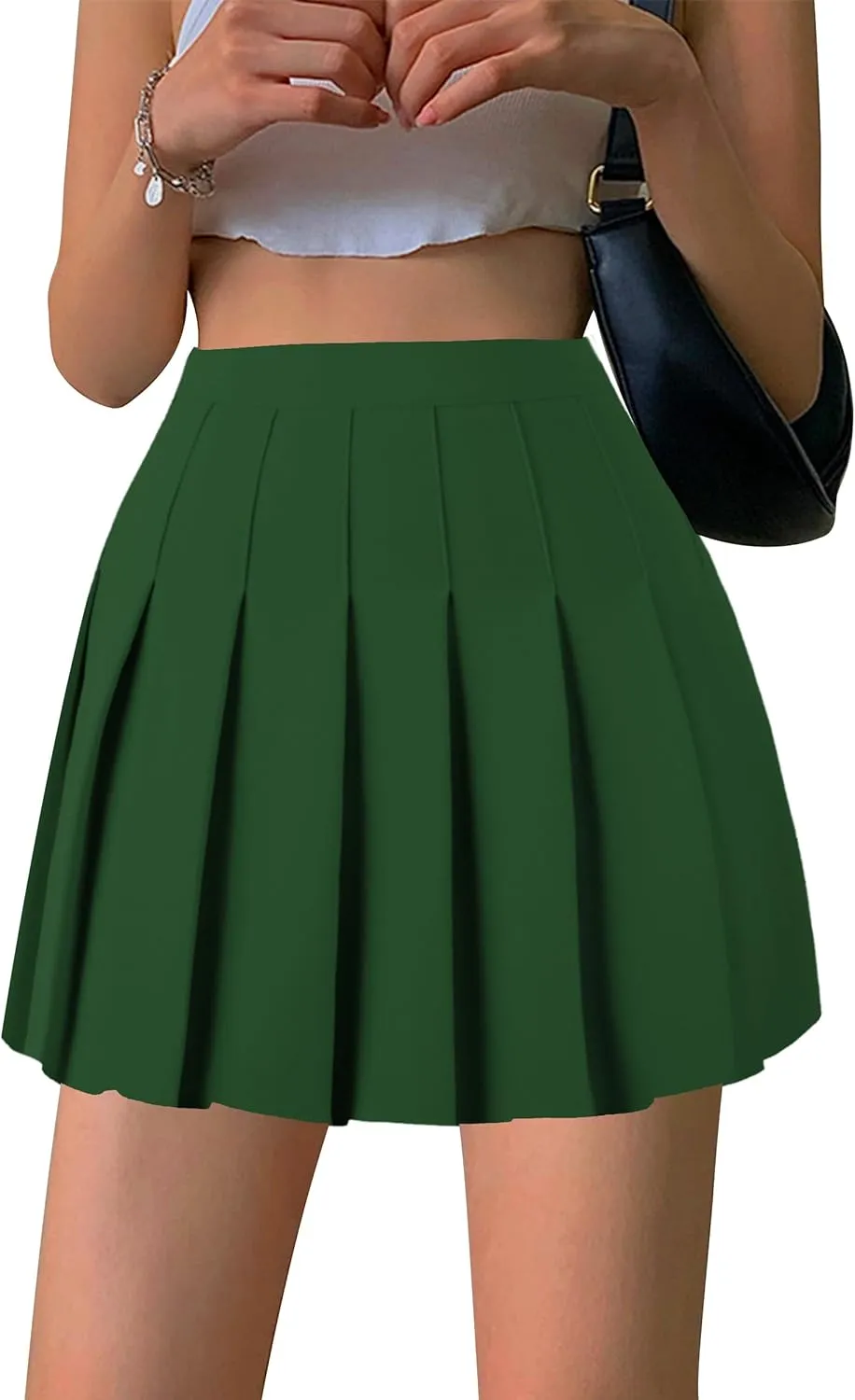 Girstunm Women's Pleated Skirt Mini Skater Basic Skirts High Waist School Girls Uniform Short Cheerleader Skirt