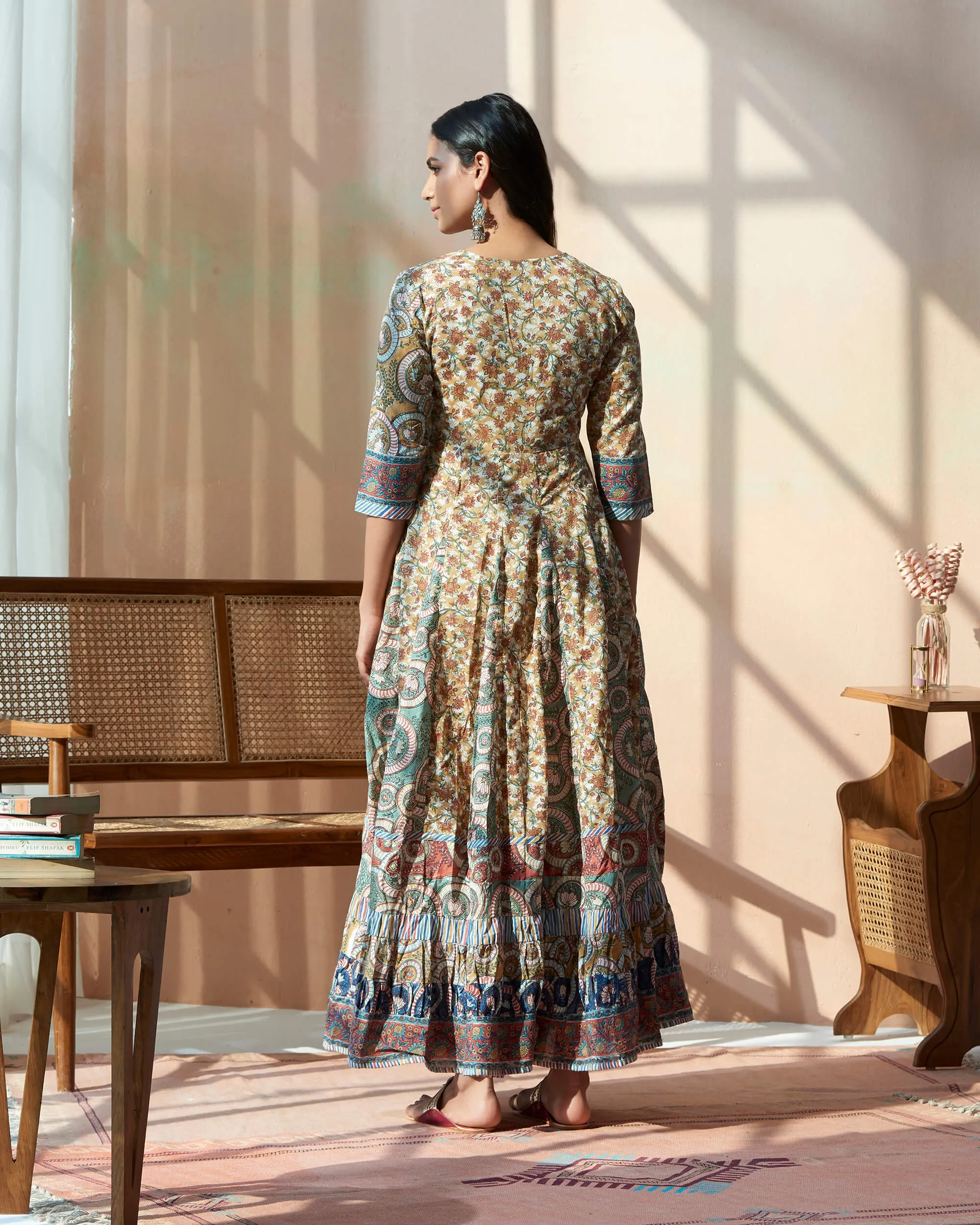 Hand Block Bagru Printed Angrakha Kurta
