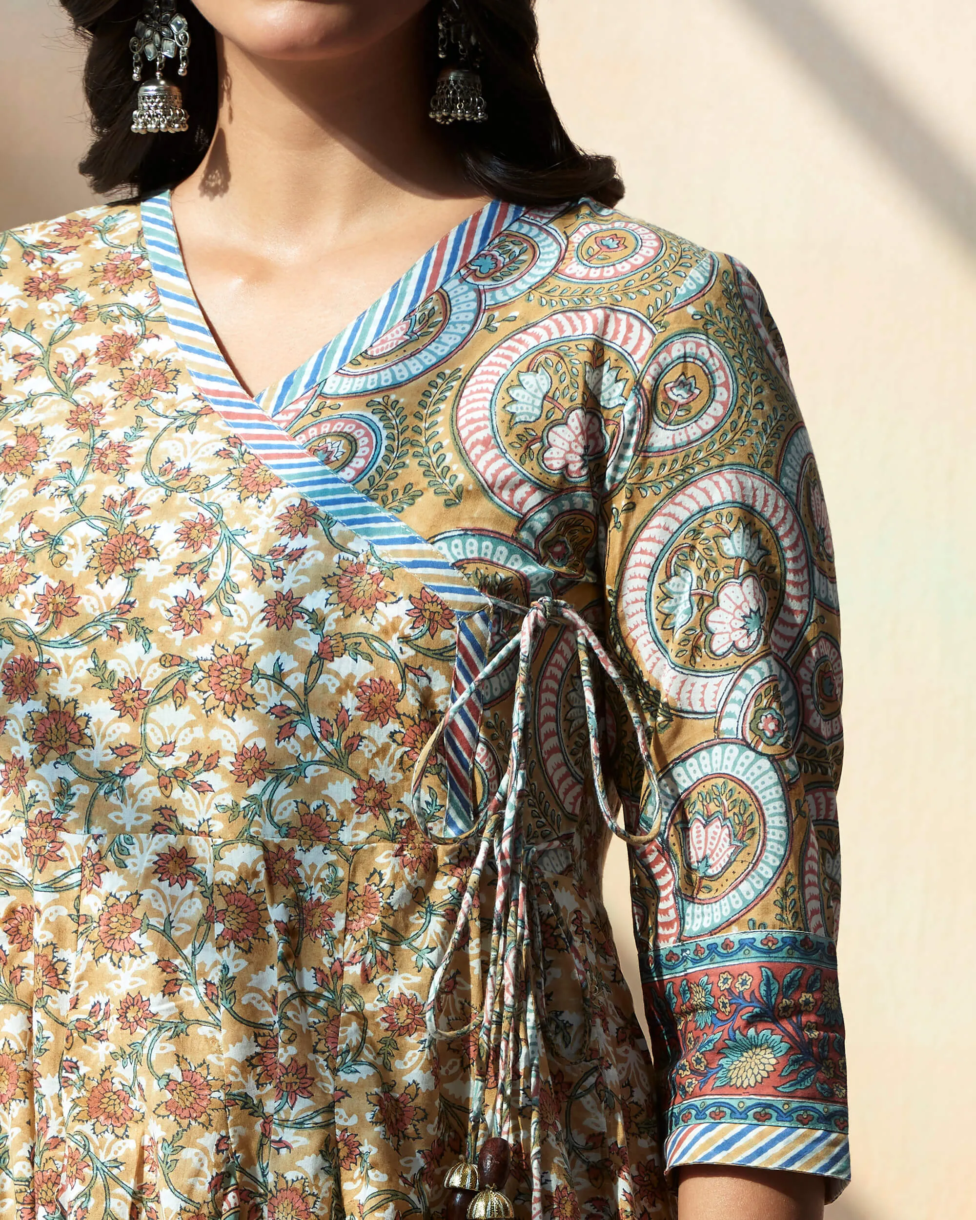 Hand Block Bagru Printed Angrakha Kurta
