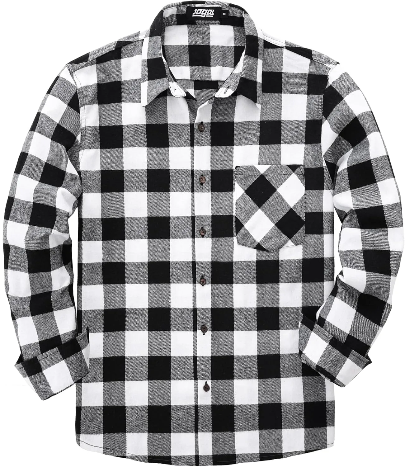 JOGAL Long Sleeve Shirts for Men Plaid Button Down Shirt Mens Casual Cotton Button Up Pocket Shirt