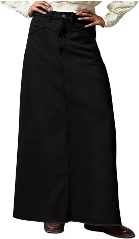 Long Denim Skirts for Women High Waist Denim Maxi Skirt Flared Jean Skirt Pencil Jean Skirts Y2k with Pockets
