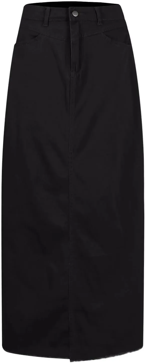 Long Denim Skirts for Women High Waist Denim Maxi Skirt Flared Jean Skirt Pencil Jean Skirts Y2k with Pockets