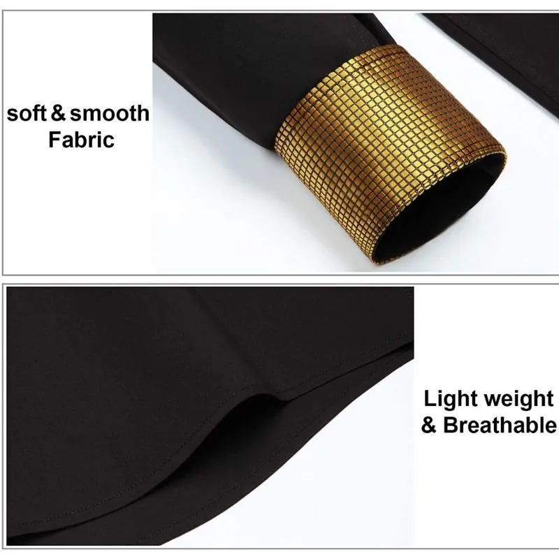 Men's Button Down Contrast Color Dress Shirt - BLACK & GOLD