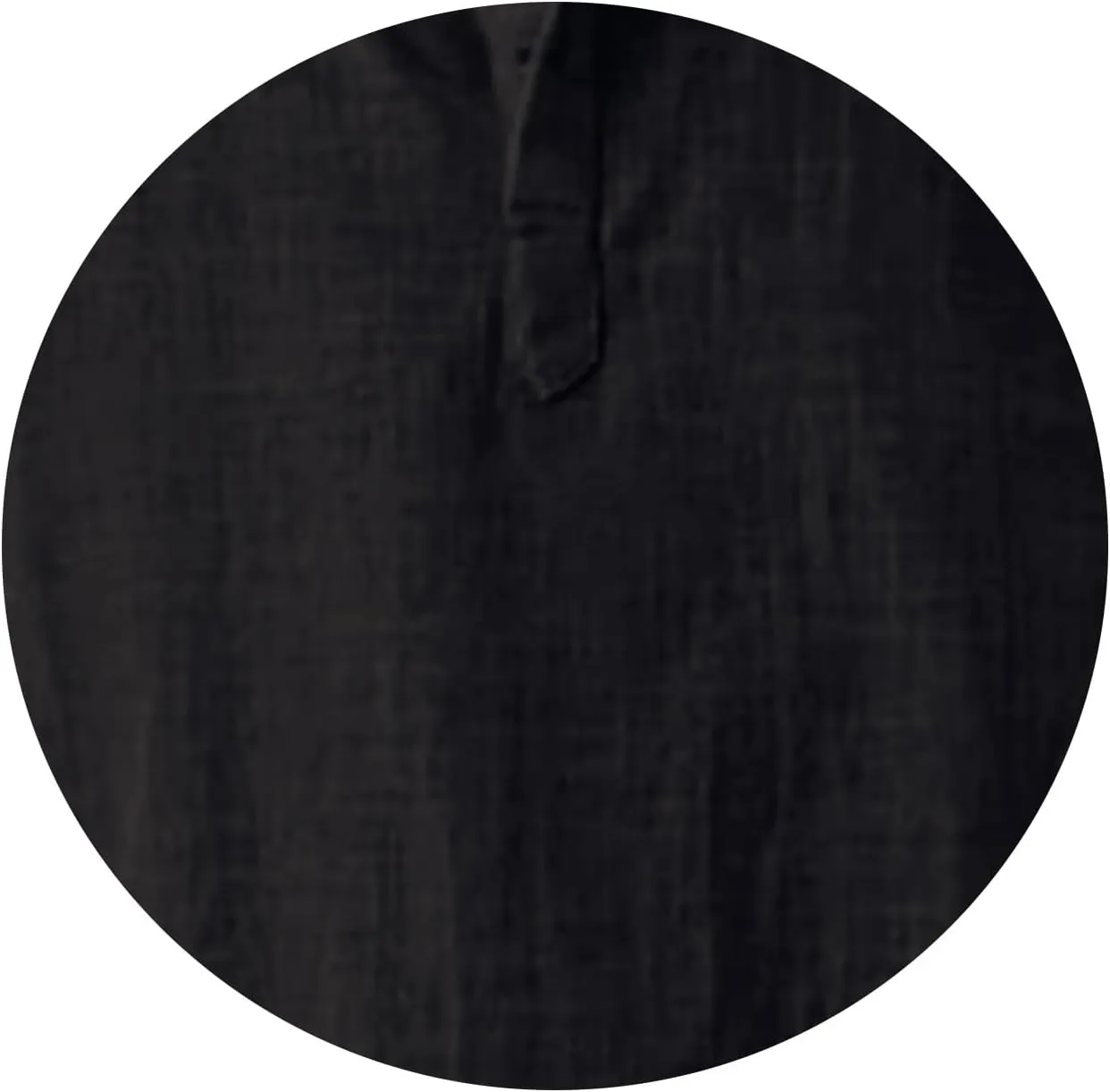 Mens Cotton Linen Shirts Solid Color Long Sleeve Pullover Shirts Button Stand Collar Beach Tops for Summer Vacation