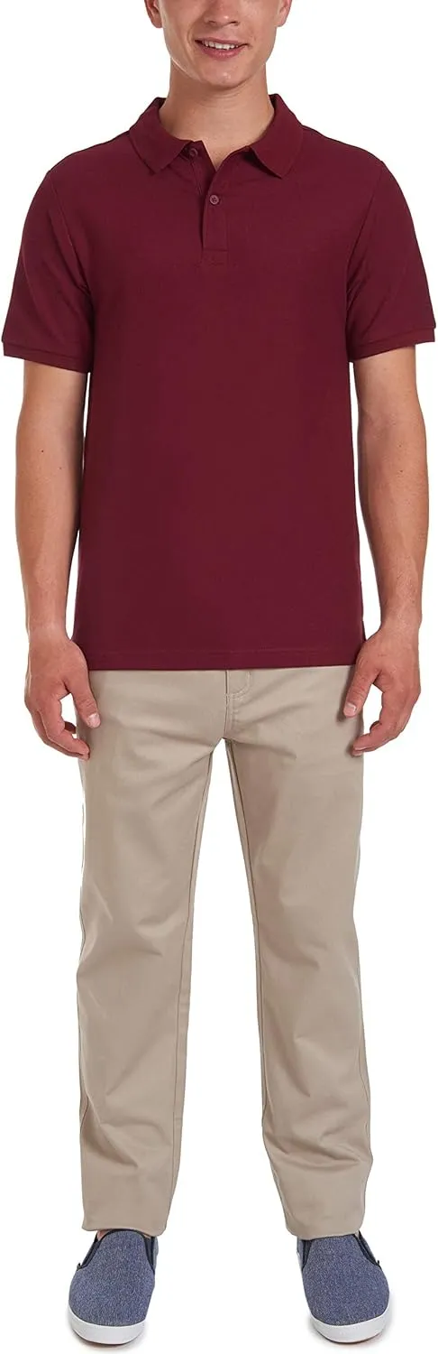 Nautica Young Men's Uniform Short Sleeve Stretch Pique Polo