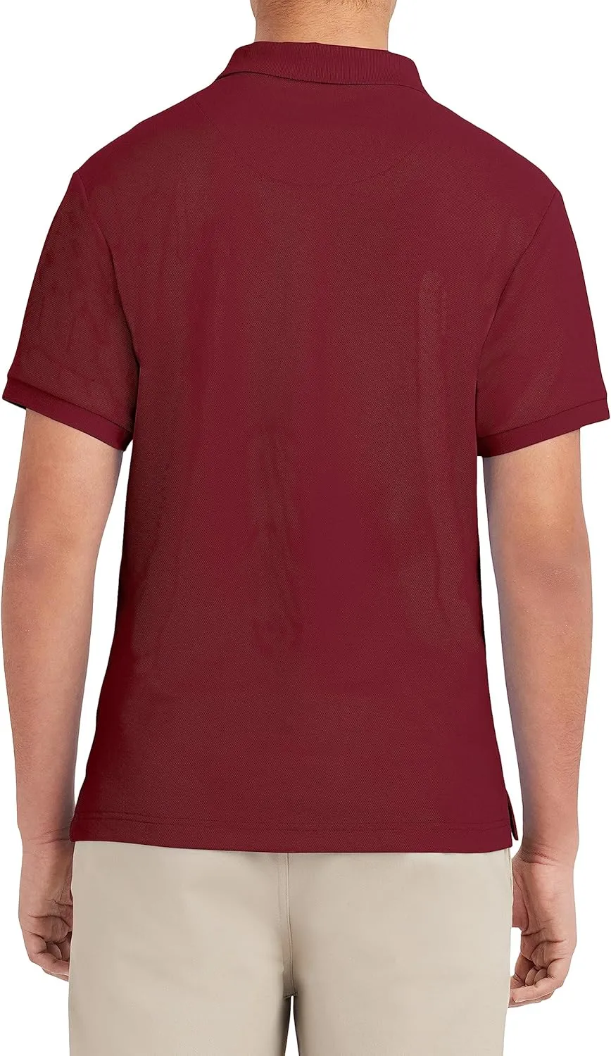 Nautica Young Men's Uniform Short Sleeve Stretch Pique Polo