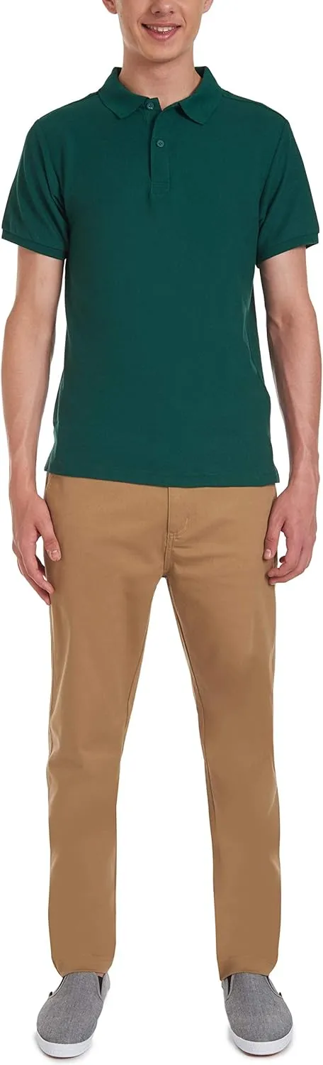 Nautica Young Men's Uniform Short Sleeve Stretch Pique Polo