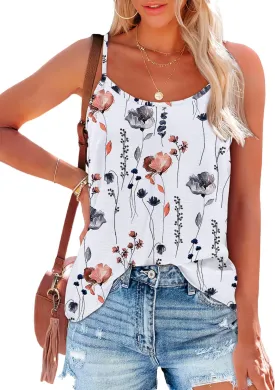 OFEEFAN Tank Top for Women Adjustable Spaghetti Strap Camisole Scoop Neck Sleeveless Cami Top S-3XL