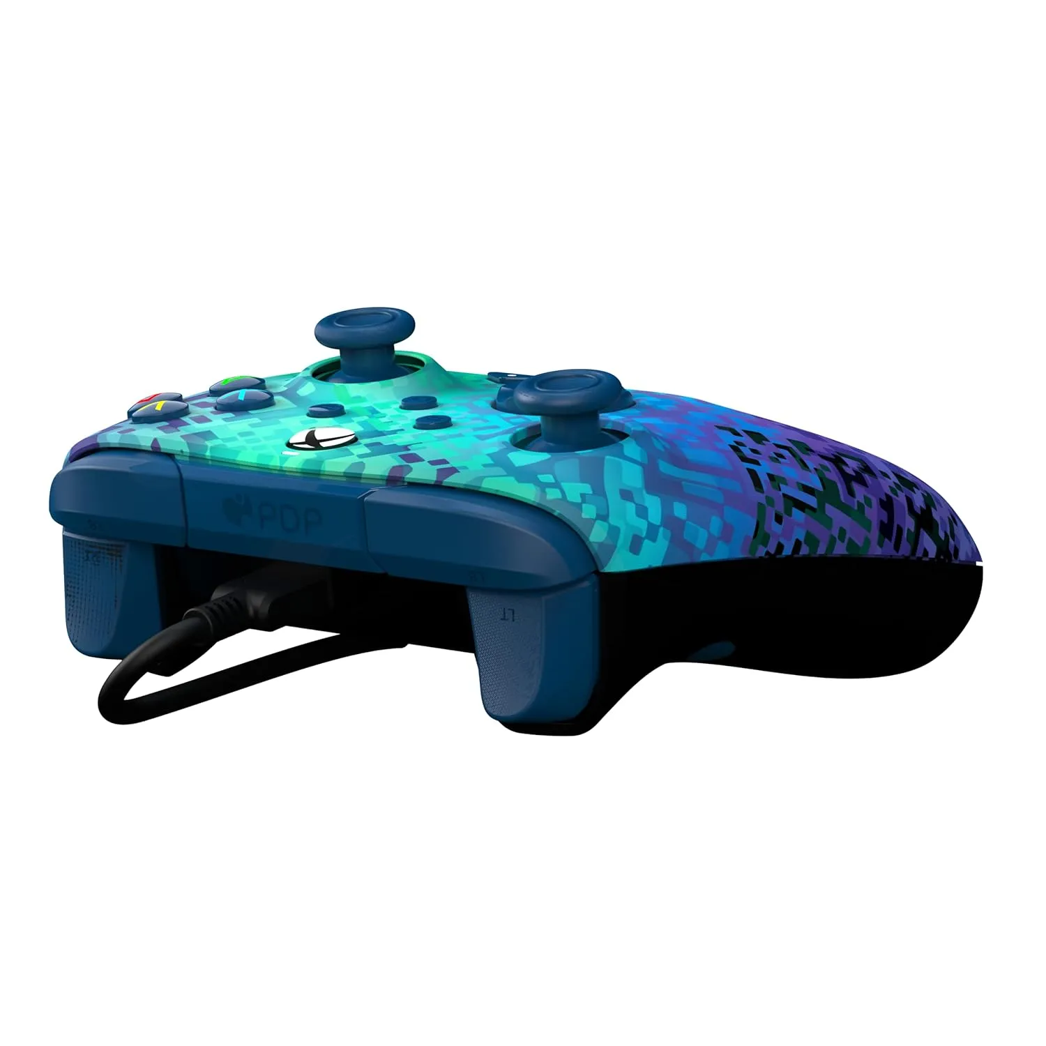 PDP Gaming REMATCH Enhanced Wired Gaming Controller: Licensed Xbox Series X|S Gamepad, Xbox One, PC, Mappable Back Buttons, Customizable Triggers, Audio Control, Companion App: Glitch Green/Blue