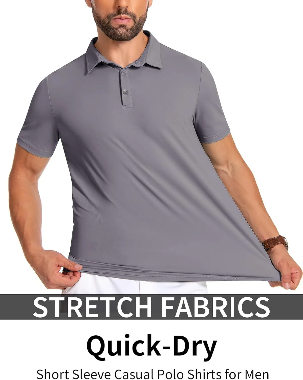 PEGENO Mens Polo Shirts Short Sleeve Golf Shirts Moisture Wicking Athletic Casual Polo Shirts