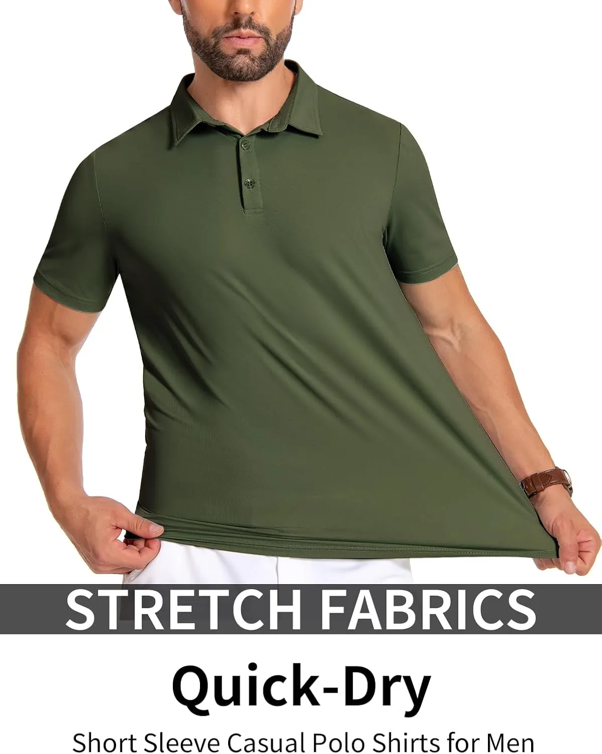 PEGENO Mens Polo Shirts Short Sleeve Golf Shirts Moisture Wicking Athletic Casual Polo Shirts