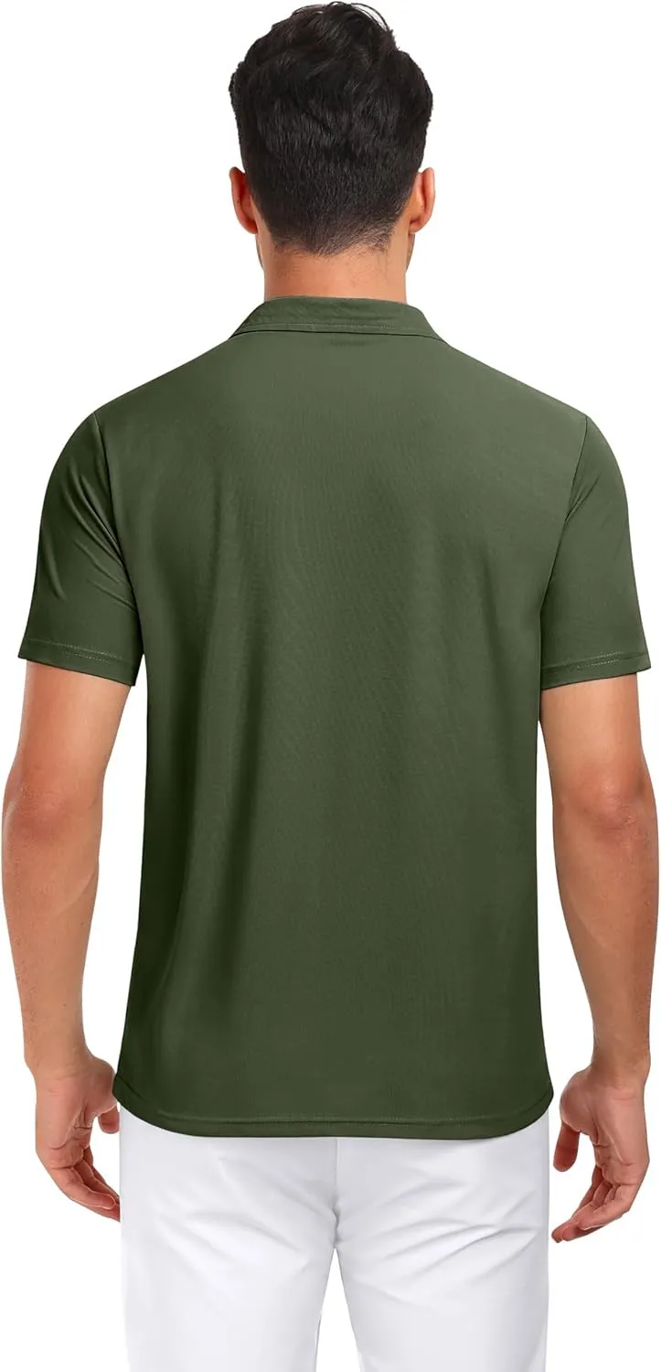 PEGENO Mens Polo Shirts Short Sleeve Golf Shirts Moisture Wicking Athletic Casual Polo Shirts