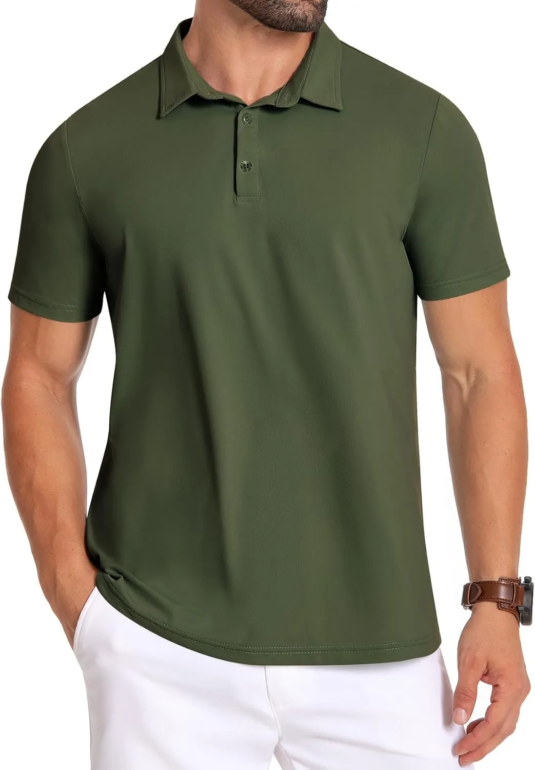 PEGENO Mens Polo Shirts Short Sleeve Golf Shirts Moisture Wicking Athletic Casual Polo Shirts