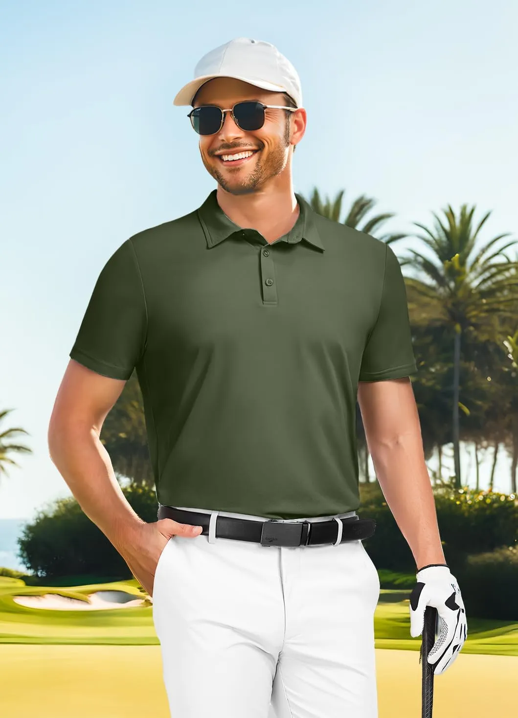 PEGENO Mens Polo Shirts Short Sleeve Golf Shirts Moisture Wicking Athletic Casual Polo Shirts