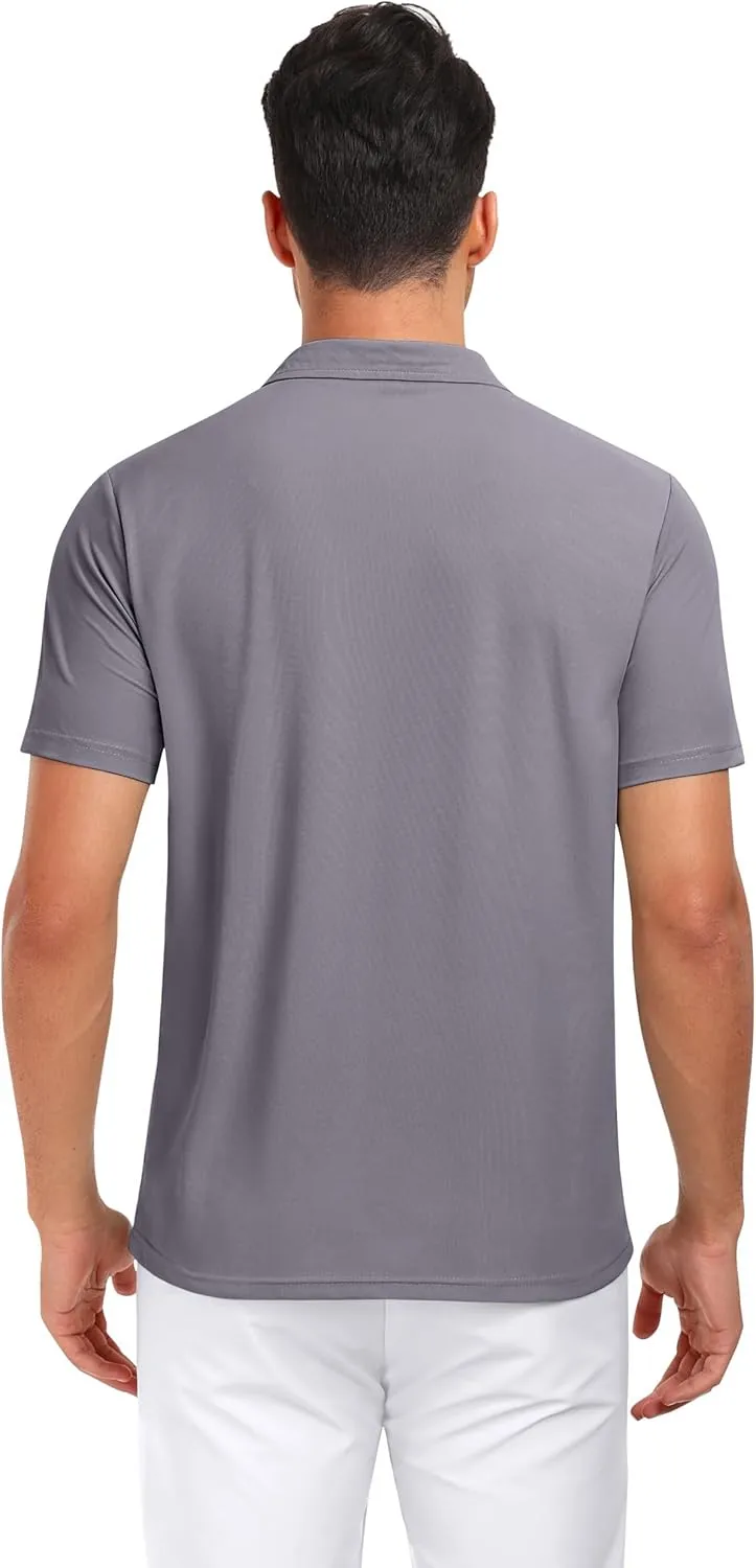 PEGENO Mens Polo Shirts Short Sleeve Golf Shirts Moisture Wicking Athletic Casual Polo Shirts