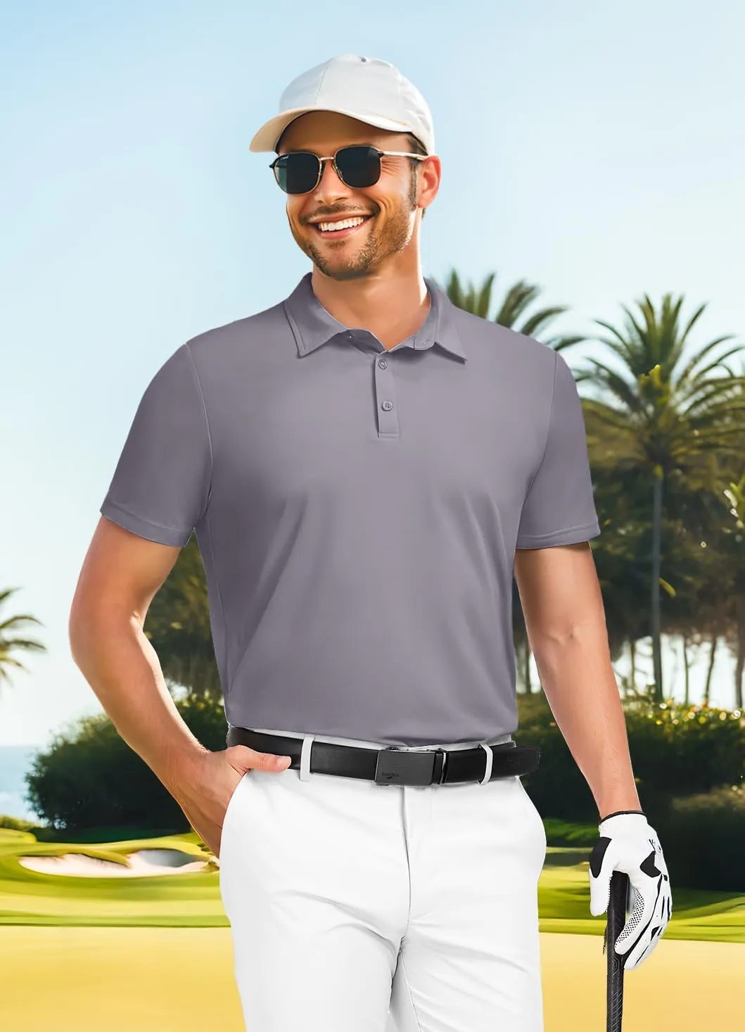 PEGENO Mens Polo Shirts Short Sleeve Golf Shirts Moisture Wicking Athletic Casual Polo Shirts