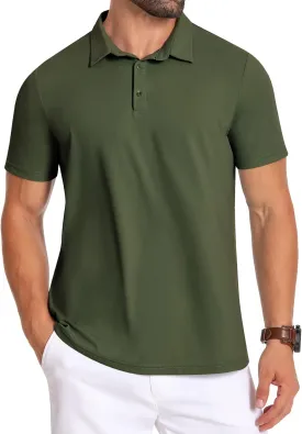 PEGENO Mens Polo Shirts Short Sleeve Golf Shirts Moisture Wicking Athletic Casual Polo Shirts