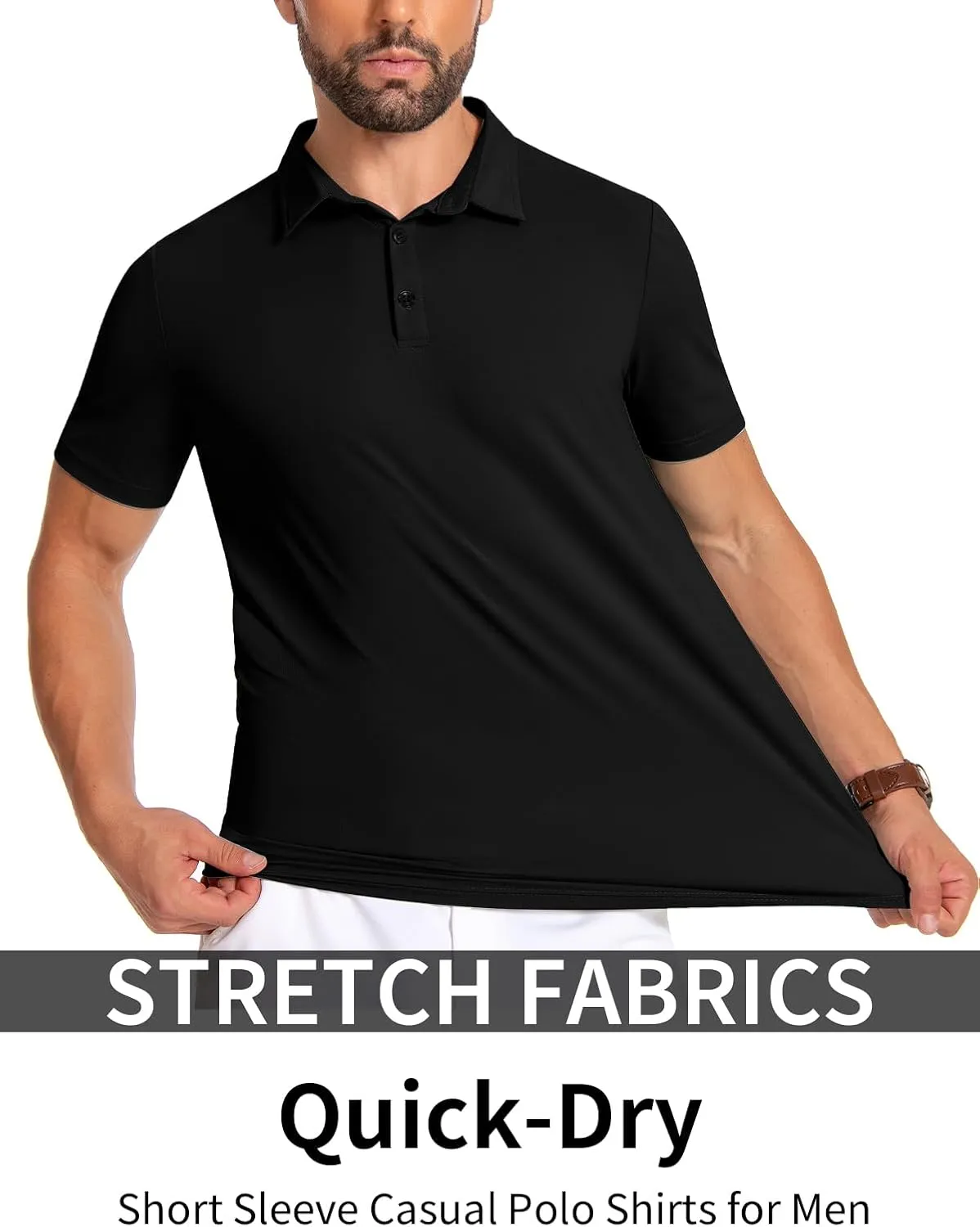 PEGENO Mens Polo Shirts Short Sleeve Golf Shirts Moisture Wicking Athletic Casual Polo Shirts