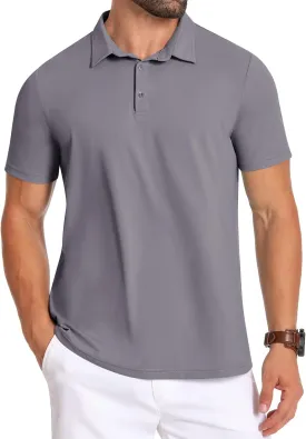 PEGENO Mens Polo Shirts Short Sleeve Golf Shirts Moisture Wicking Athletic Casual Polo Shirts