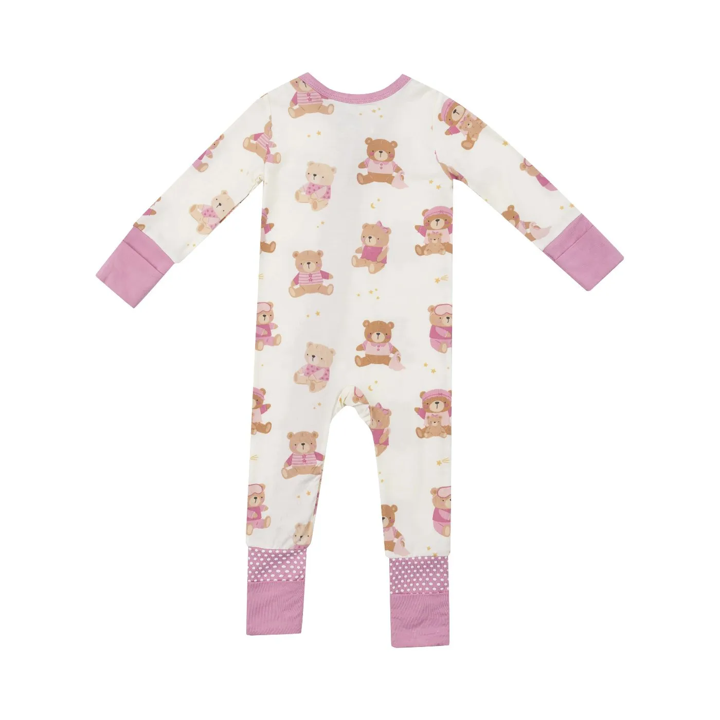 Pink Teddy Bears Two-Way Zipper Romper by Angel Dear