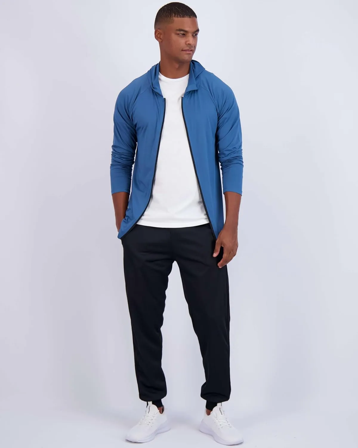 Real Essentials 3 Pack: Mens Dry-Fit Long Sleeve Full Zip Hoodie & Jacket- Athletic Running Jacket (Available in Big & Tall)