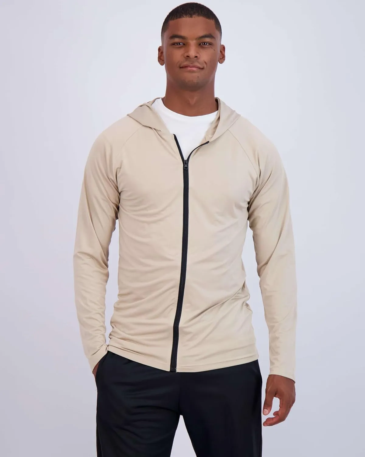 Real Essentials 3 Pack: Mens Dry-Fit Long Sleeve Full Zip Hoodie & Jacket- Athletic Running Jacket (Available in Big & Tall)