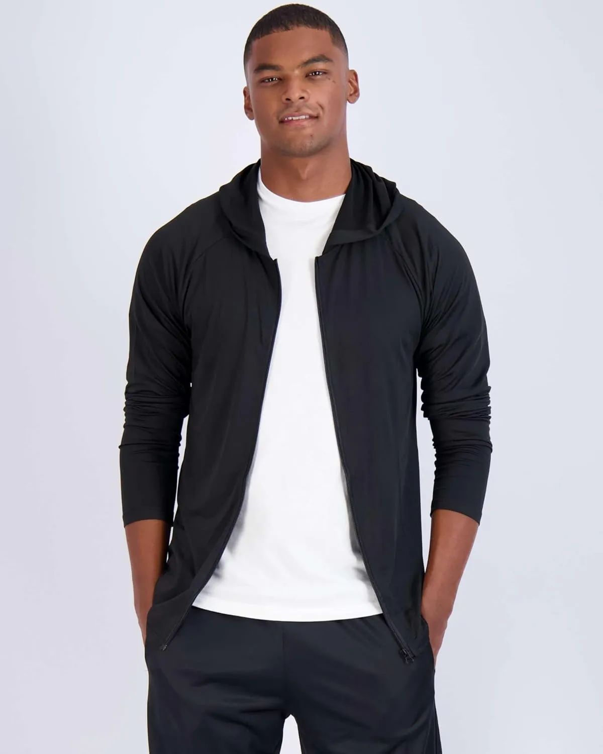 Real Essentials 3 Pack: Mens Dry-Fit Long Sleeve Full Zip Hoodie & Jacket- Athletic Running Jacket (Available in Big & Tall)