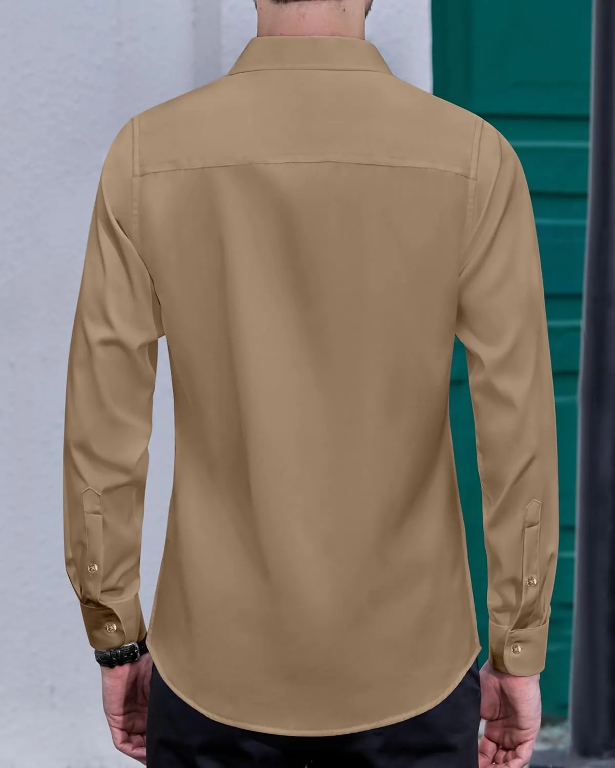 Stain Shield Dress Shirts for Men Long Sleeve Mens Dress Shirts Slim Fit Casual Button Down Shirts Big Shirts