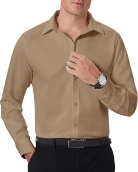 Stain Shield Dress Shirts for Men Long Sleeve Mens Dress Shirts Slim Fit Casual Button Down Shirts Big Shirts