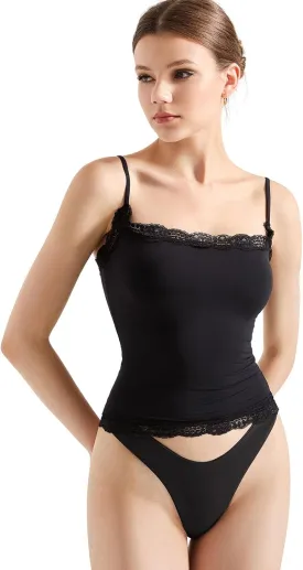 SUUKSESS Women Lace Double Lined Camisole Top Spaghetti Strap Going Out Tank Top