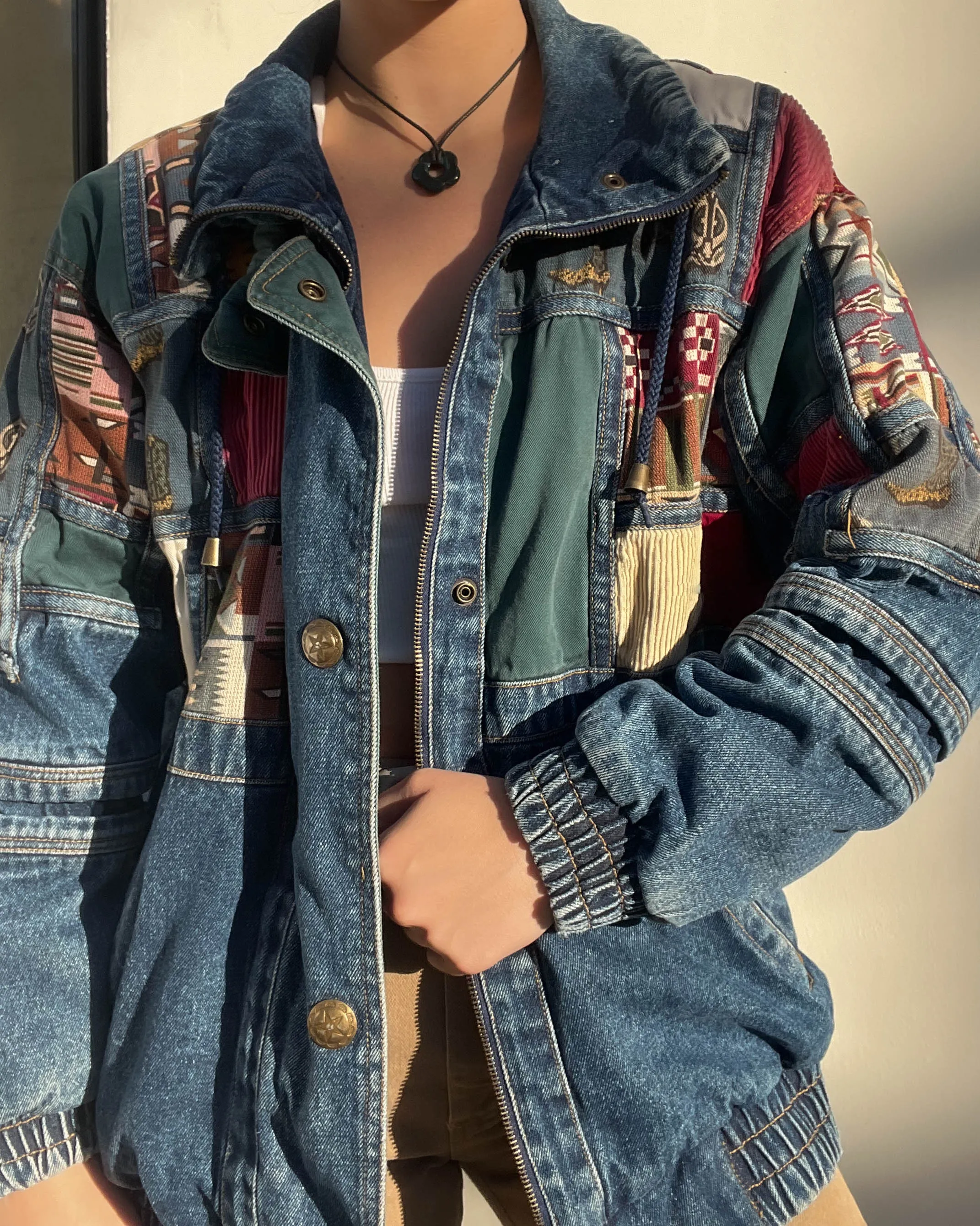Vintage Patchwork Denim Jacket (S)